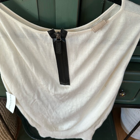 NWT Longchamp Sleeveless Ecru Silk Wool Blend Top Tank Blouse Back Zip Italy XL - Picture 2 of 5